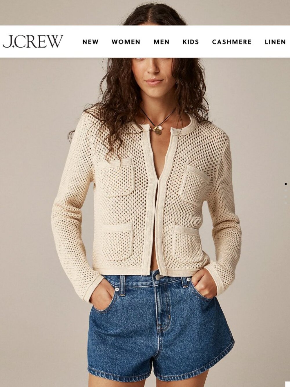 Open Pointelle stitch Cardigan J Crew Medium Warm Sesame